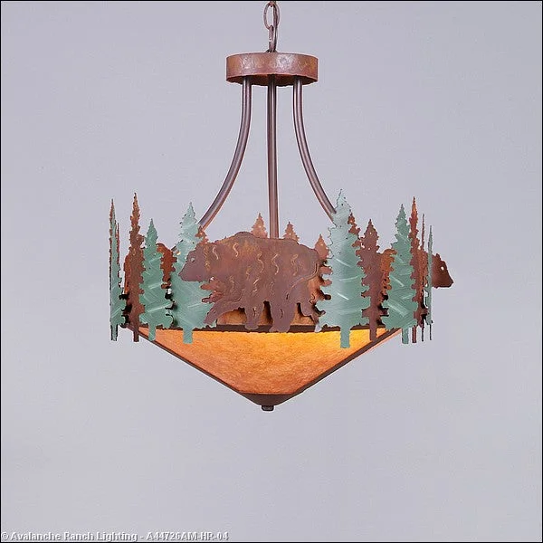 Art Nouveau Ceiling Lights with Organic, Flowing ShapesArt Nouveau Ceiling Lights with Organic, Flowing ShapesAvalanche Ranch Crestline-Bear A44726AM-HR-04 Pendant Light - Pine Green/Rust Patina