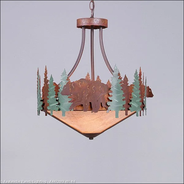 Japanese - Inspired Ceiling Lights with Shoji - Screen - like DiffusersJapanese - Inspired Ceiling Lights with Shoji - Screen - like DiffusersAvalanche Ranch Crestline-Bear A44726IV-HR-04 Pendant Light - Pine Green/Rust Patina