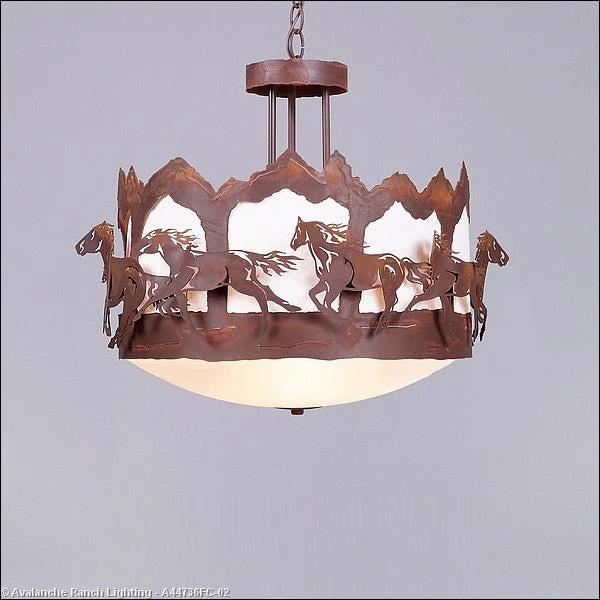 Mid - Century Modern Ceiling Lights with Simple, Sleek LinesMid - Century Modern Ceiling Lights with Simple, Sleek LinesAvalanche Ranch Crestline-Horse-Mountain A44736FC-02 Pendant Light - Rust Patina