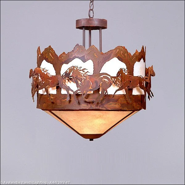 Tropical - Themed Ceiling Lights with Palm - Leaf Shapes and Rattan WrapsTropical - Themed Ceiling Lights with Palm - Leaf Shapes and Rattan WrapsAvalanche Ranch Crestline-Horse-Mountain A44736IV-02 Pendant Light - Rust Patina