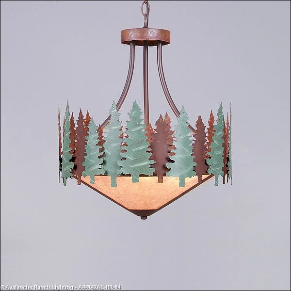 Crystal Ceiling Lights with High - Quality Swarovski CrystalsCrystal Ceiling Lights with High - Quality Swarovski CrystalsAvalanche Ranch Crestline-Pine Tree A44742AL-HR-04 Pendant Light - Pine Green/Rust Patina