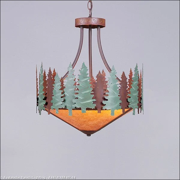 Chinese - Style Ceiling Lights with Red Lantern - Inspired DesignsChinese - Style Ceiling Lights with Red Lantern - Inspired DesignsAvalanche Ranch Crestline-Pine Tree A44742AM-HR-04 Pendant Light - Pine Green/Rust Patina