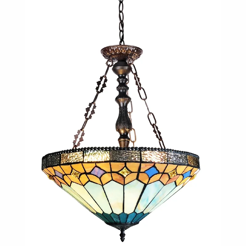 Tropical - Themed Ceiling Lights with Palm - Leaf Shapes and Rattan WrapsTropical - Themed Ceiling Lights with Palm - Leaf Shapes and Rattan WrapsChloe Lighting CH1T588BM18-UP2 Nicholas Tiffany-Style Mission Stained Glass Inverted Ceiling Pendant 18`` Height