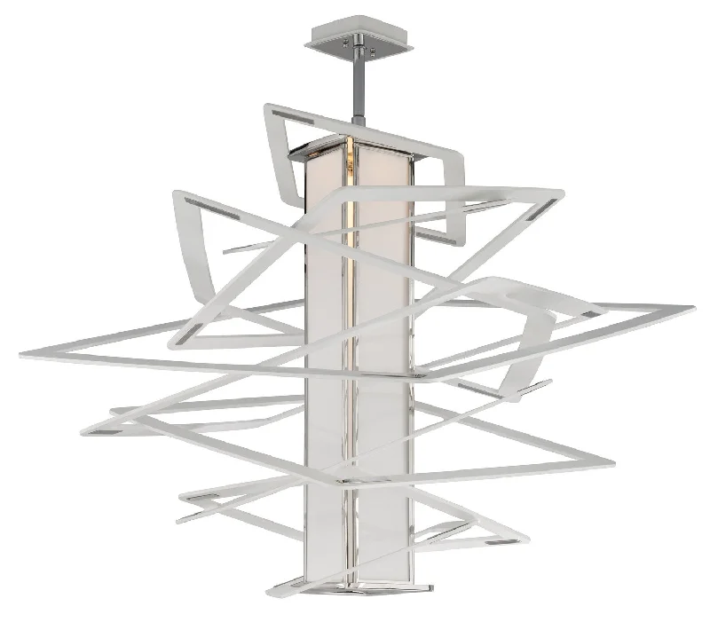 Gothic Ceiling Lights with Dark Metalwork and Pointed ArchesGothic Ceiling Lights with Dark Metalwork and Pointed ArchesCorbett Tantrum 185-44 Pendant Light - White With Polished Stainless