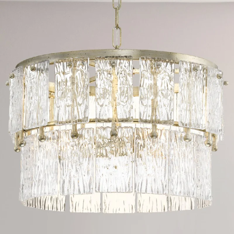 Bohemian Ceiling Lights with Beads, Tassels, and Colorful GlassBohemian Ceiling Lights with Beads, Tassels, and Colorful GlassUHP4954 Glam Indoor Pendant, 15-1/8''H x 17"W x 17''D, Gilded Silver Finish, Kenton Collection Bohemian Ceiling Lights with Beads, Tassels, and Colorful GlassBohemian Ceiling Lights with Beads, Tassels, and Colorful GlassUHP4954 Glam Indoor Pendant, 15-1/8''H x 17"W x 17''D, Gilded Silver Finish, Kenton Collection