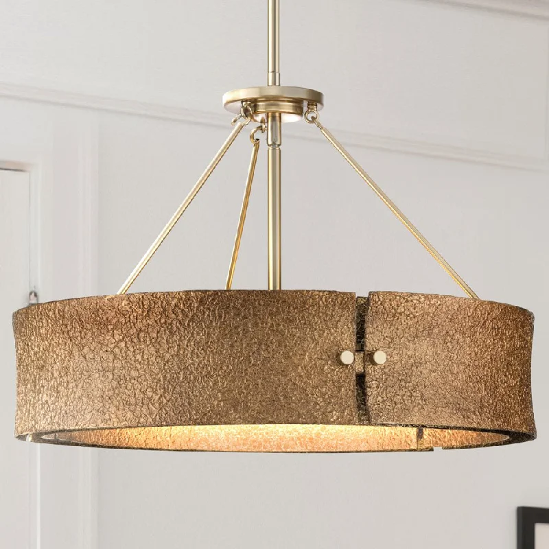 Steampunk Ceiling Lights with Gears, Cogs, and Brass AccentsSteampunk Ceiling Lights with Gears, Cogs, and Brass AccentsUHP5034 Modern Rustic Indoor Pendant, 13-3/8''H x 16-1/4"W x 19''D, Soft Gold Finish, Richmond Collection