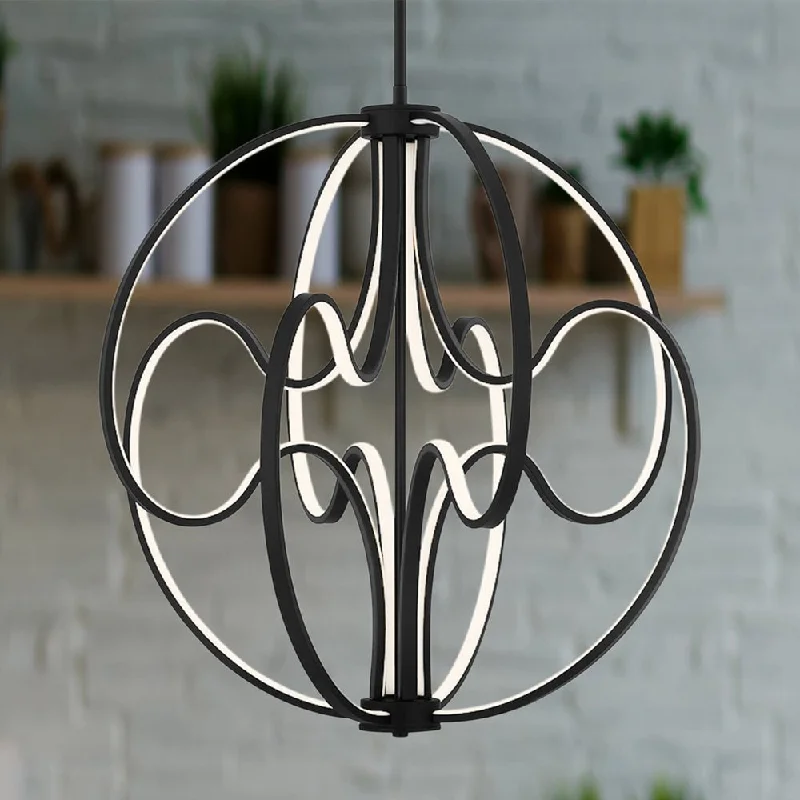 Gothic Ceiling Lights with Dark Metalwork and Pointed ArchesGothic Ceiling Lights with Dark Metalwork and Pointed ArchesUQL5320 Contemporary Indoor Pendant, 26.5''H x 23.75''W x 23.75''D, Matte Black Finish, Jena Collection