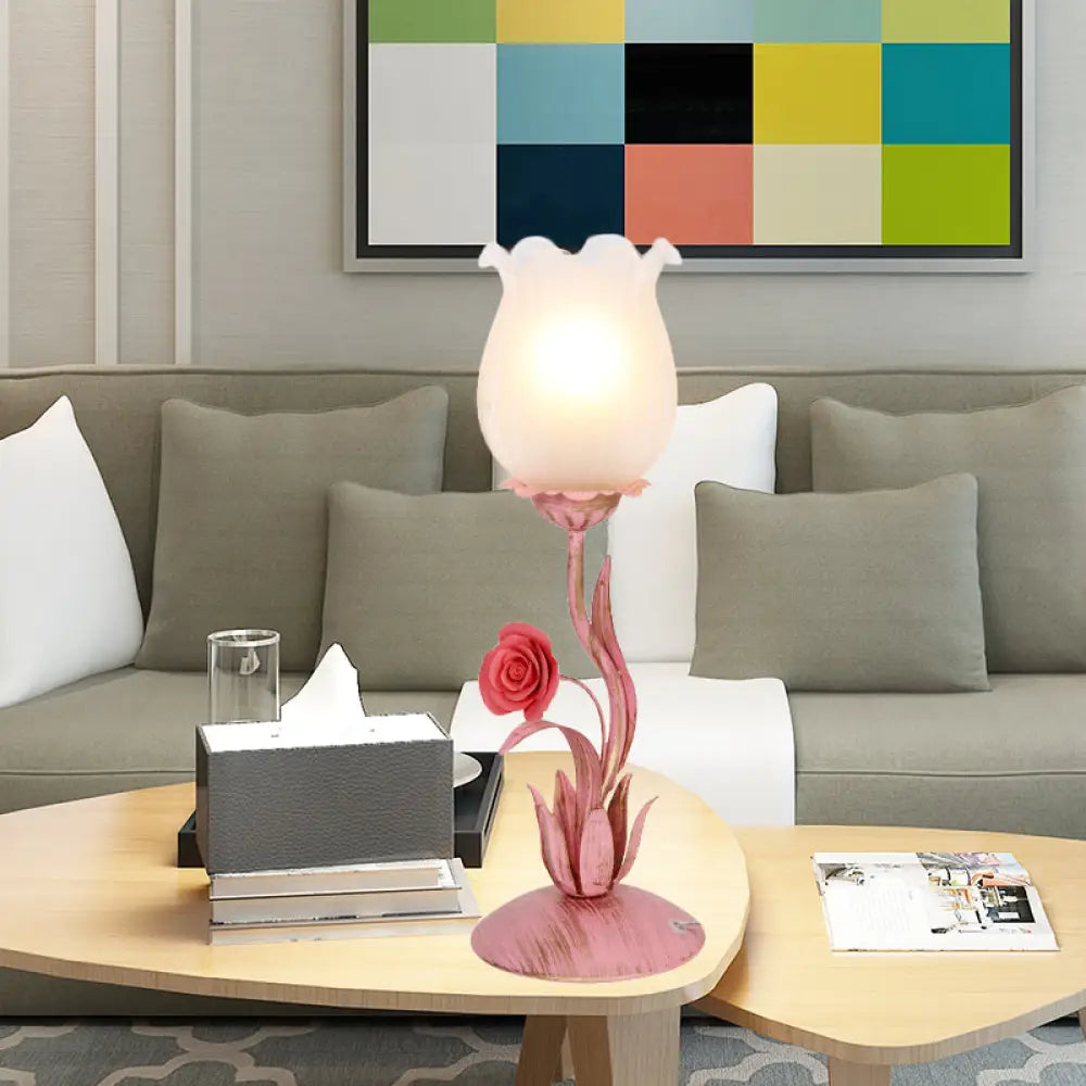 fabric table lamps with a linen shade for a relaxed and breathable lookfabric table lamps with a linen shade for a relaxed and breathable lookRomantic Pastoral Blue/Pink Metal Nightstand Lamp for Living Room - Bulb Blossom Table Lighting