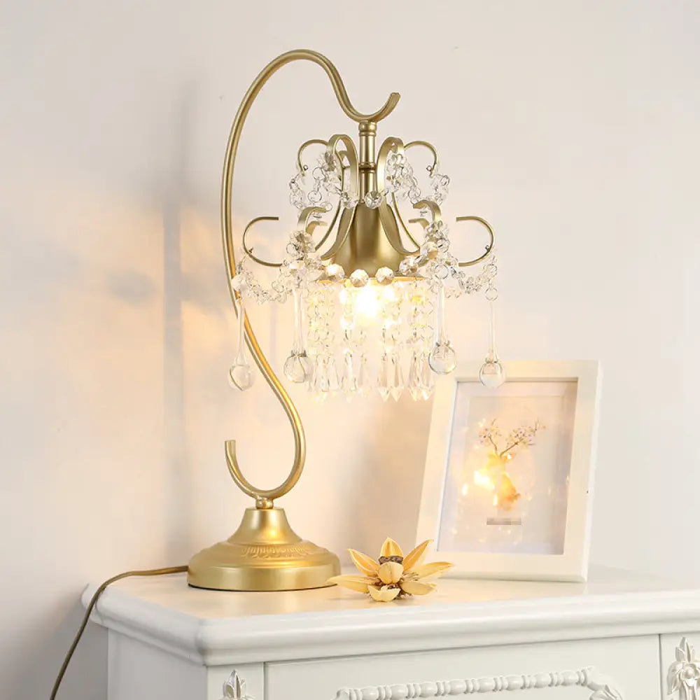 modern minimalist table lamps for contemporary living roomsmodern minimalist table lamps for contemporary living roomsGeneviève - Gold 1 Head Bent Arm Frame Table Lamp Contemporary Gold Crystal Beads Nightstand Lamp for Bedroom