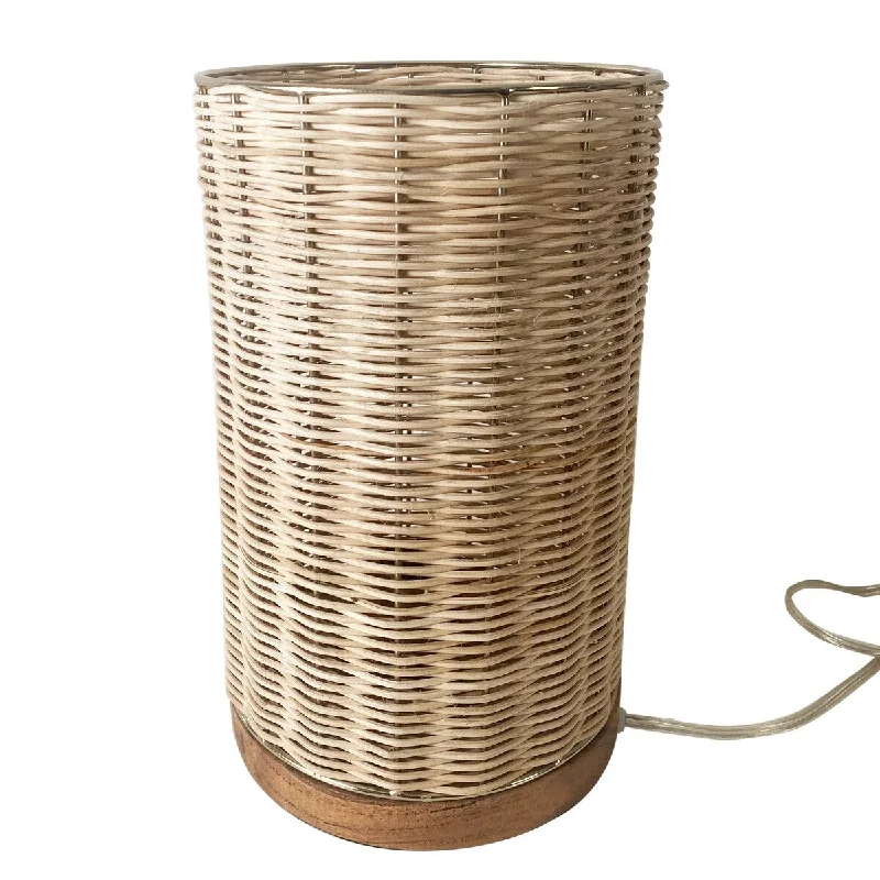 coastal style table lamps with nautical elements for beach housescoastal style table lamps with nautical elements for beach houses15" Traditional Rattan And Iron Table Lamp - Small