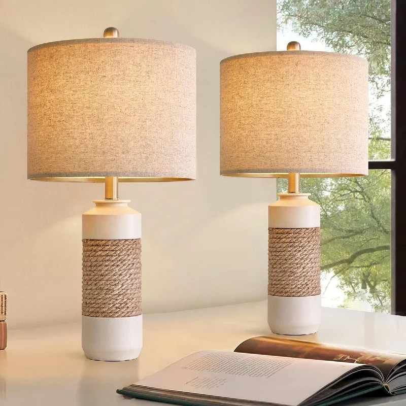 bohemian table lamps with colorful patterns for eclectic bedroomsbohemian table lamps with colorful patterns for eclectic bedrooms23.75" Bedside Table Lamps Set of 2 for Sleeping and Reading, Vintage Farmhouse Rattan Table Lamp Antique White Resin Lamp