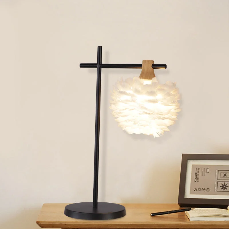 leather table lamps with a distressed texture for a rugged charmleather table lamps with a distressed texture for a rugged charmModern Black-White Cross Night Light Table Lamp with Feather Lampshade