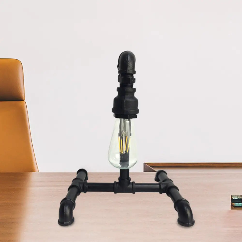 industrial style table lamps with exposed bulbs for loft apartmentsindustrial style table lamps with exposed bulbs for loft apartmentsVintage Copper/Black Desk Lamp: Small 1-Light Iron Exposed Bulb Night Table Light with Pipe-Like Base - Plug-In