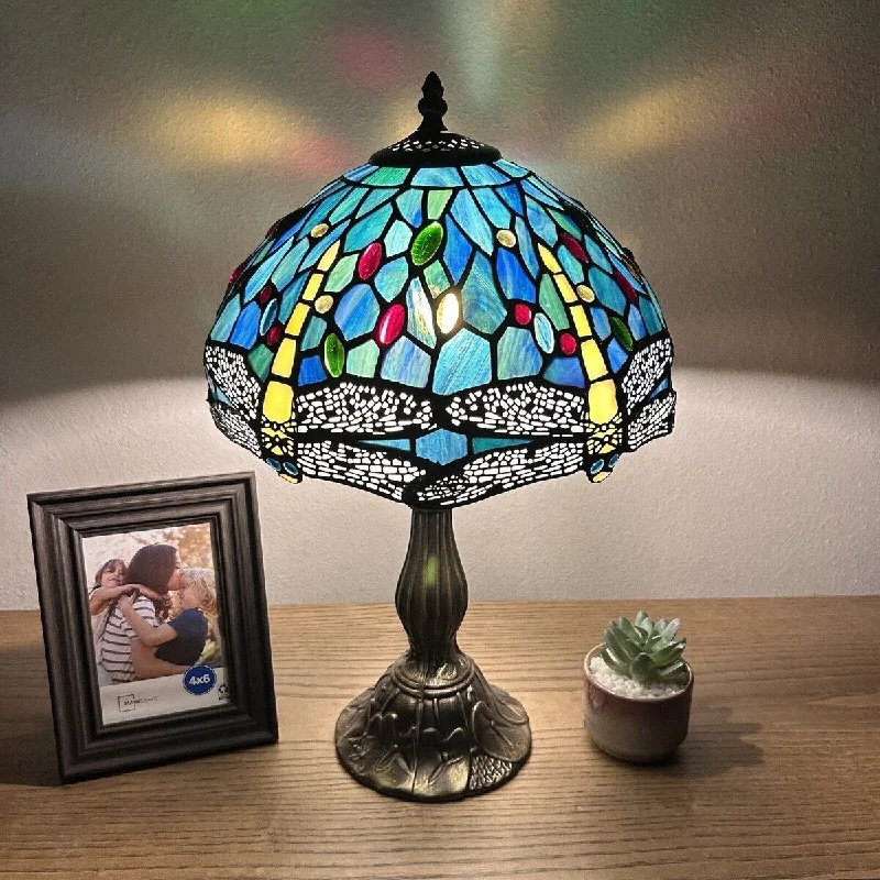 rustic farmhouse table lamps for cozy kitchensrustic farmhouse table lamps for cozy kitchensGreen Blue Dragonfly Table Lamp