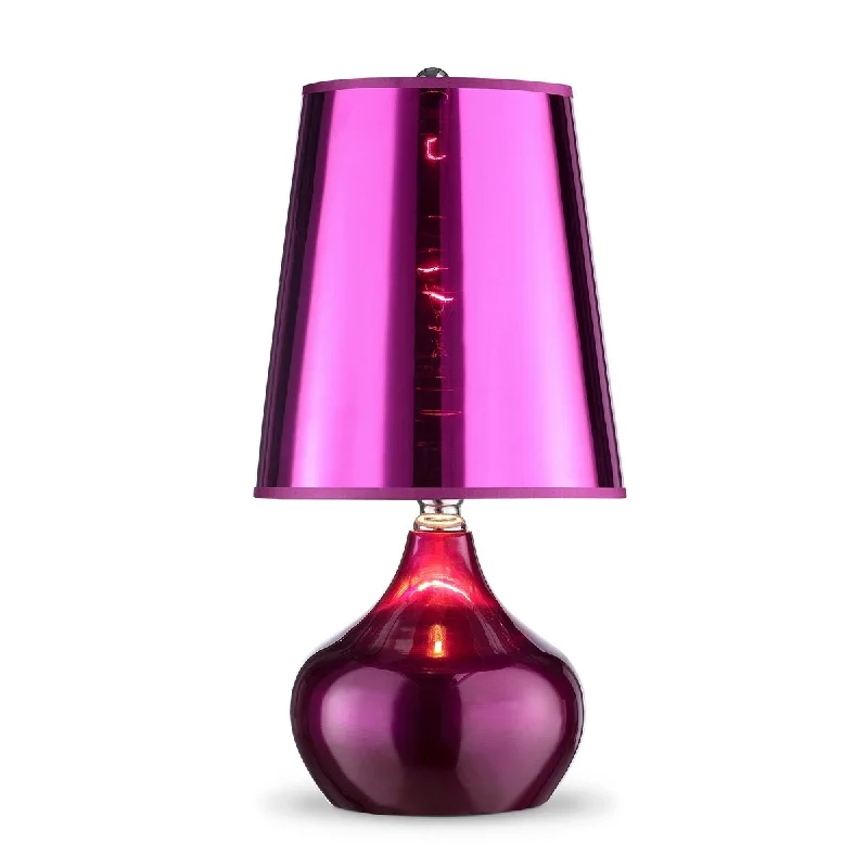 asian inspired table lamps with bamboo accents for a zen atmosphereasian inspired table lamps with bamboo accents for a zen atmosphereHomeRoots 18" Purple Glass Bedside Table Lamp With Red Shade - 9.25