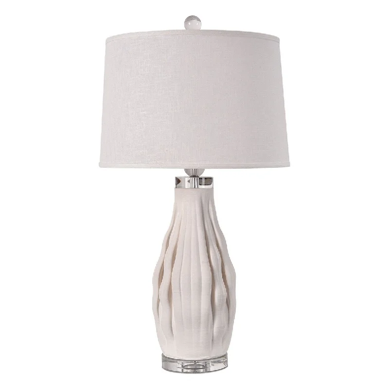 marble table lamps with a luxurious veined pattern for high end decormarble table lamps with a luxurious veined pattern for high end decorHomeRoots 31" White Ceramic Bedside Table Lamp With White Drum Shade - 16.53