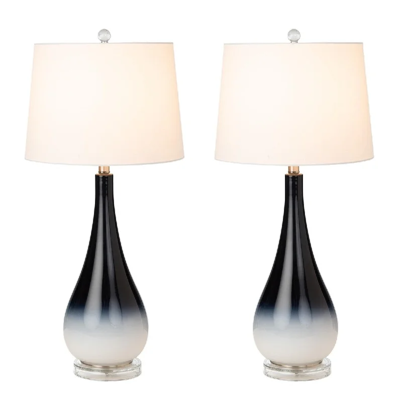 bohemian table lamps with colorful patterns for eclectic bedroomsbohemian table lamps with colorful patterns for eclectic bedroomsLux Lighting Stunning Ombre Black/White Glass Table Lamps with Linen Shade (Set of 2) 3-Way Switch