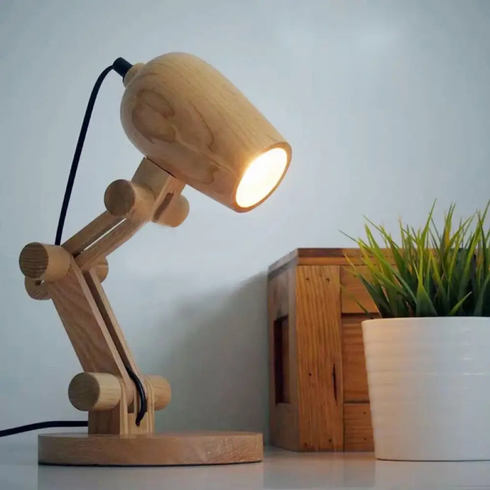 modern minimalist table lamps for contemporary living roomsmodern minimalist table lamps for contemporary living roomsRobot Table Light Nordic Wood Kids Bedside LED Nightstand Light with Swing Arm in Brown