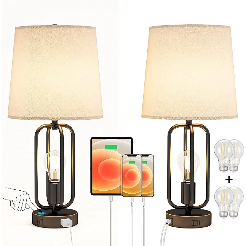 modern minimalist table lamps for contemporary living roomsmodern minimalist table lamps for contemporary living roomsTable Lamps Set of 2 Industrial Touch Control Desk Lamp with 2 USB Ports and AC Outlet